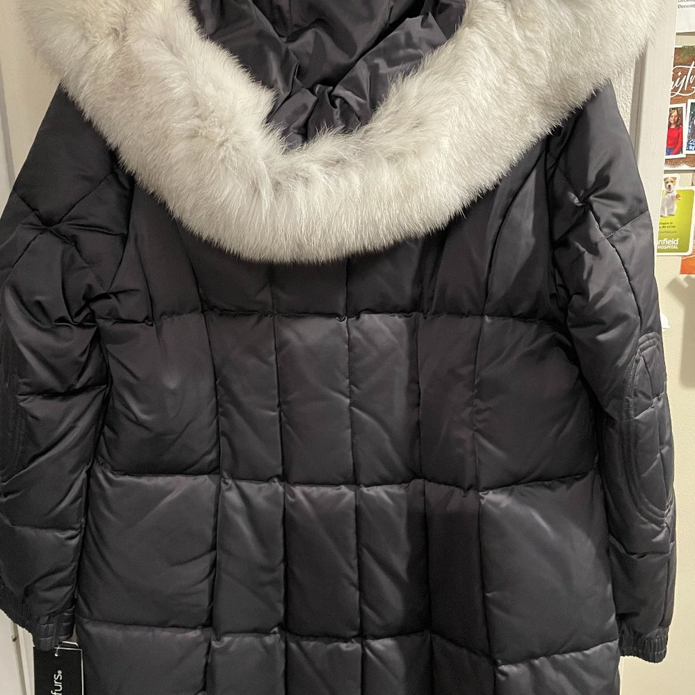 WOMENS "1MADISON" PREMIUM DOWN JACKET W/DETACHABLE GENUINE SAGA FUR HOOD SZ 14